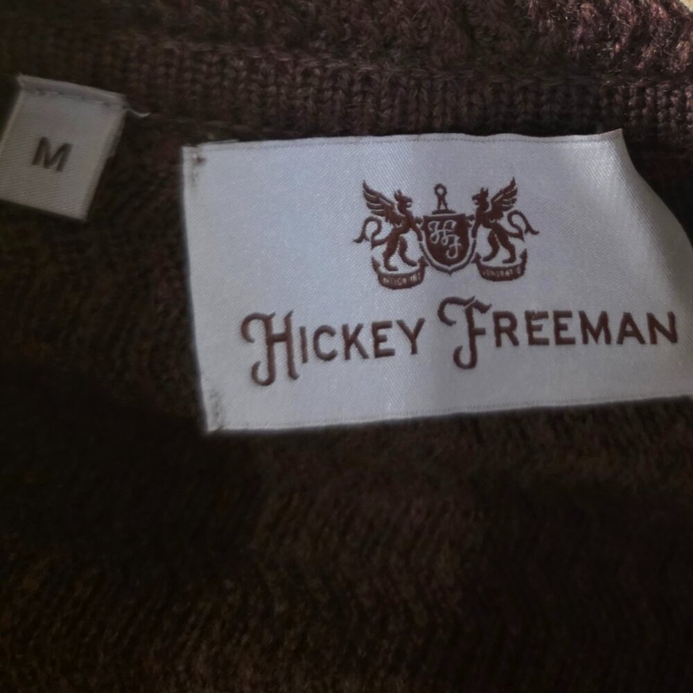 Hickey Freeman 100% Merino Wool and Suede Cardigan Sweater - sz M - Picture 4 of 5